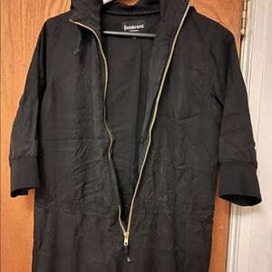 Betabrand the solitaire hooded black zip jumpsuit